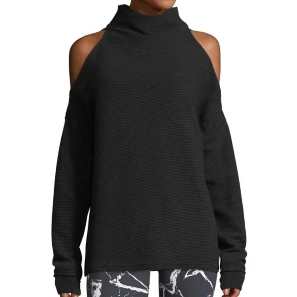 VARLEY Hampton Cold Shoulder Cotton Black Sweatshirt-sz Small